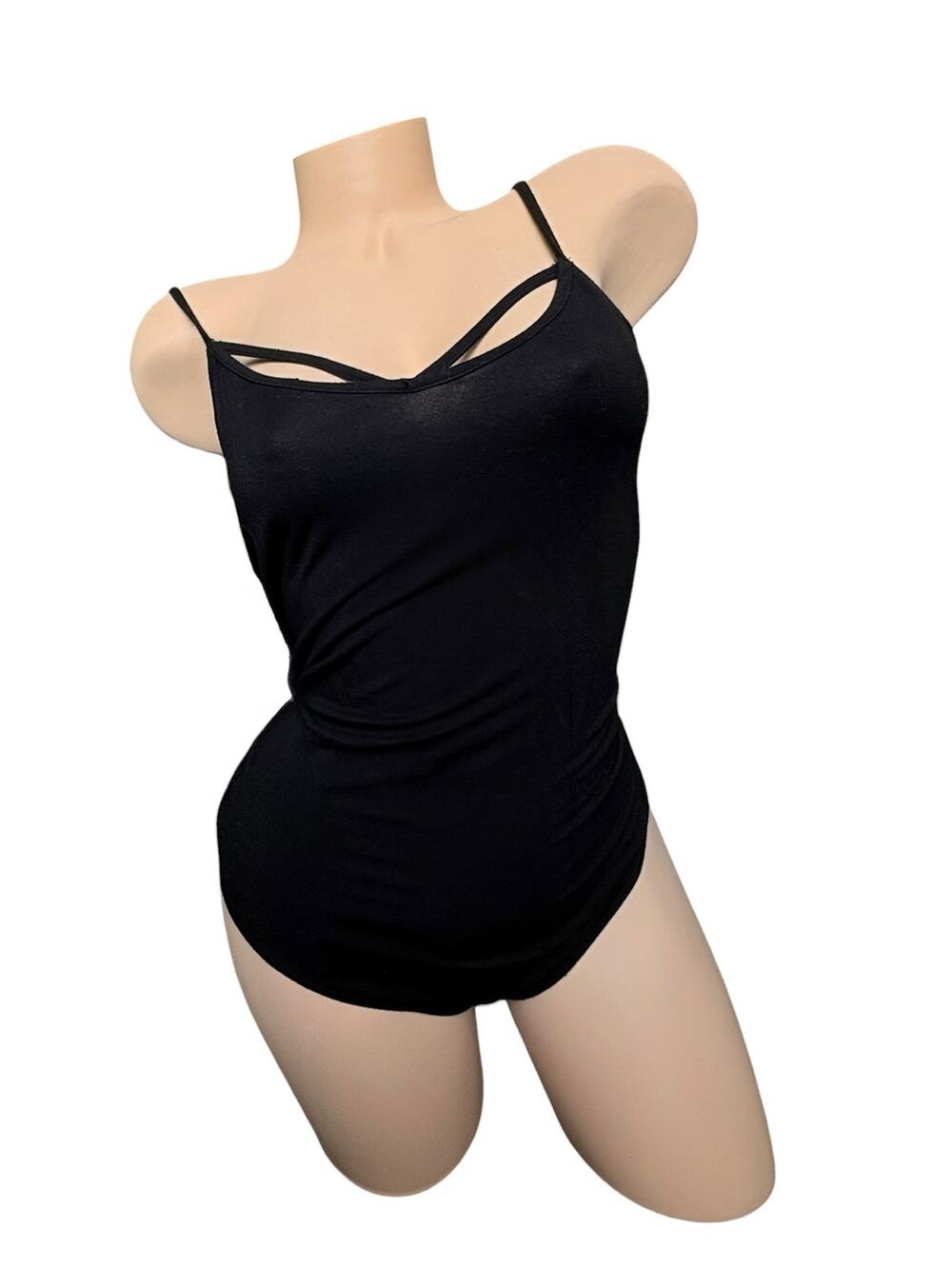 Garage Black Strappy Criss-Cross Cami Thong Bodysuit size medium basic tank top